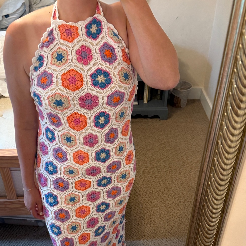 Show Me Your Mumu Crochet Halter Maxi Dress – Size L